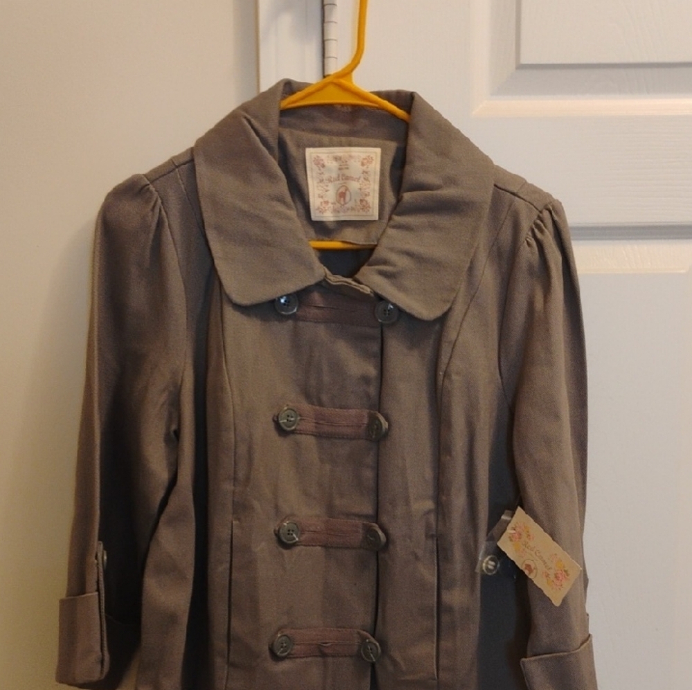 Red Camel Gray Trench Coat Classic Design